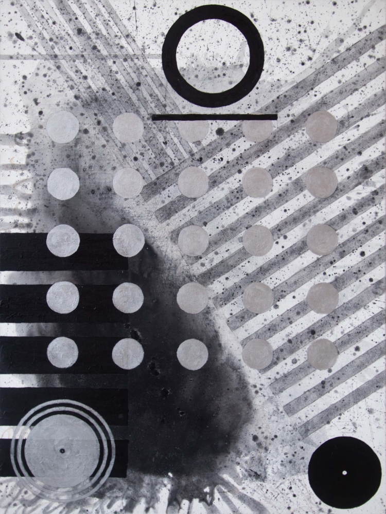 J. Steven Manolis' Black and white abstract wall art, "Black and White ’22 I," 2022, Acrylic on canvas, 40 x 30 inches, available for sale at manolis projects gallery, Miami, Florida