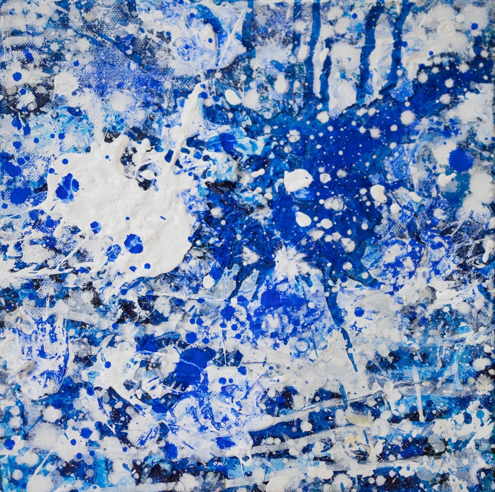 J. Steven Manolis, Splash (10.10.03), 2016, Acrylic painting on canvas, 10 x 10 inches, Splash Art, Blue Abstract Art for sale