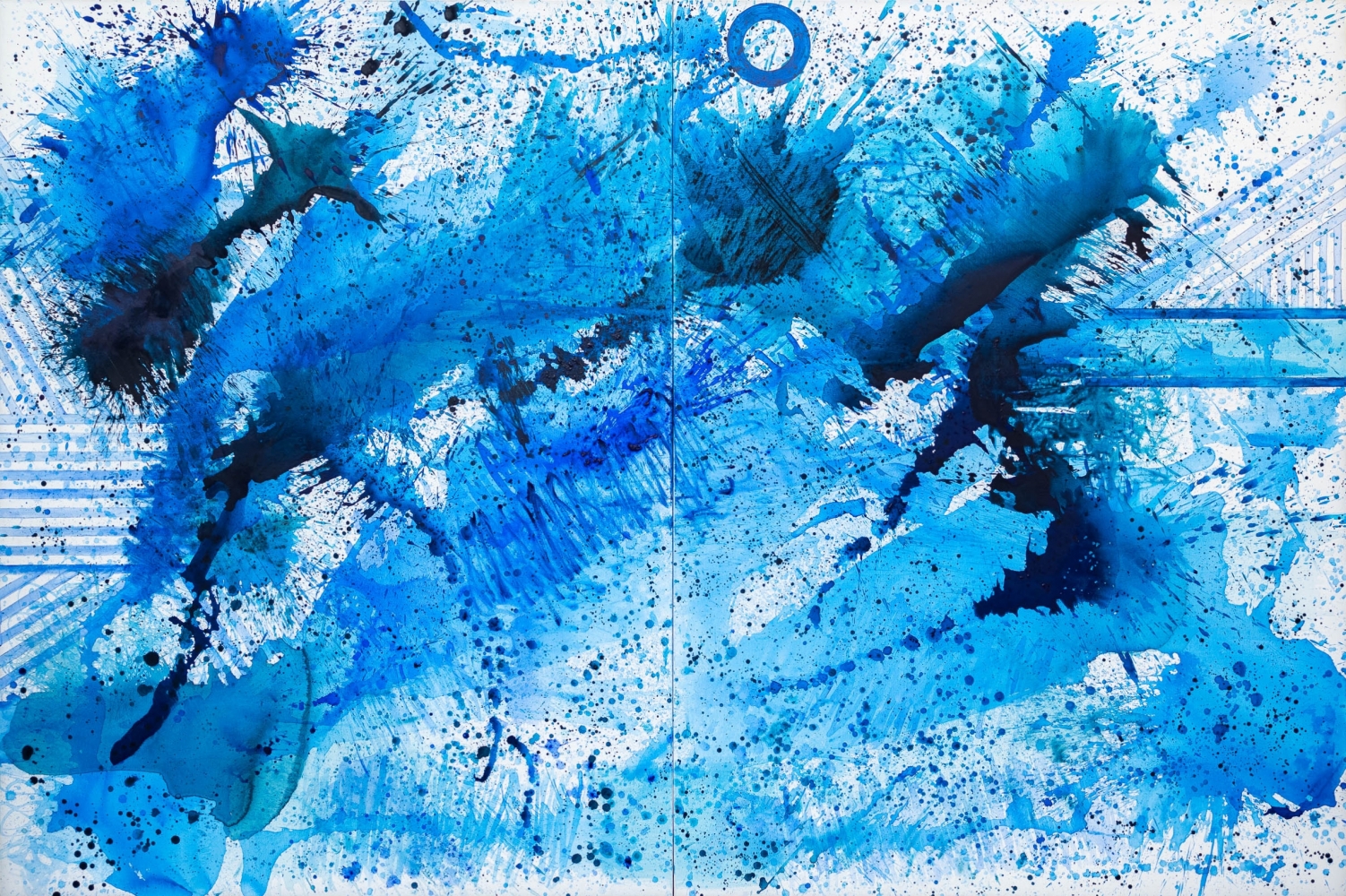J. Steven Manolis, Splash, 2020, Acrylic on canvas, 96 x 144 inches, $175,000, blue abstract art