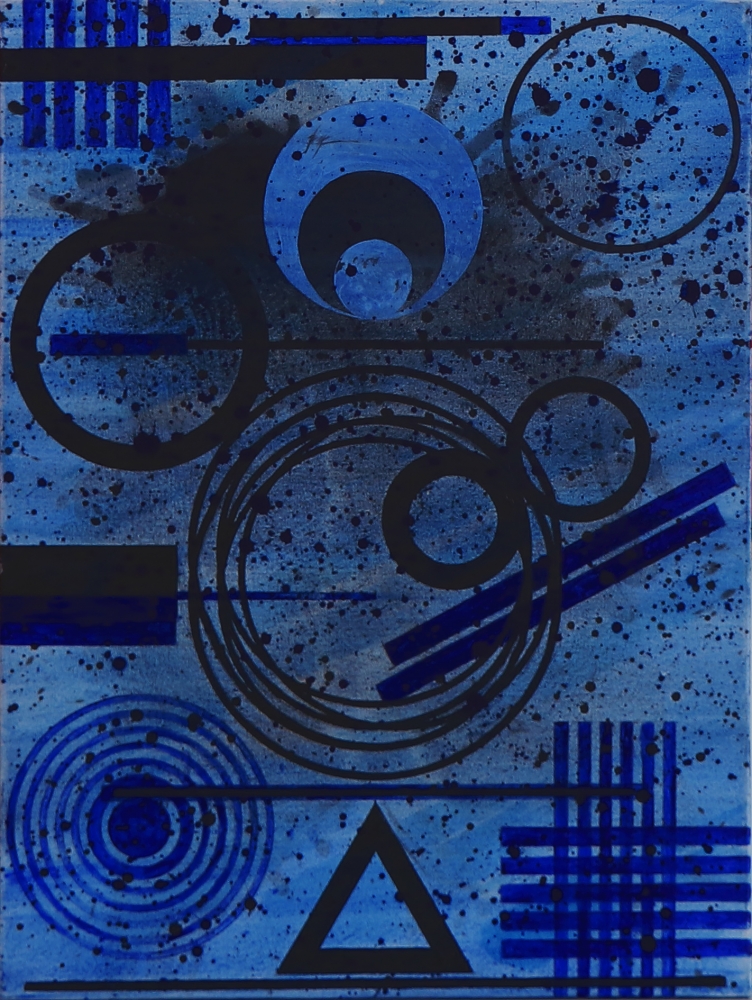 J. Steven Manolis, Blue Moon Glaze, 2020, 40 x 30 inches, Acrylic painting on canvas, Blue Abstract Art, Abstract expressionism art For sale at Manolis Projects Art Gallery, Miami Fl