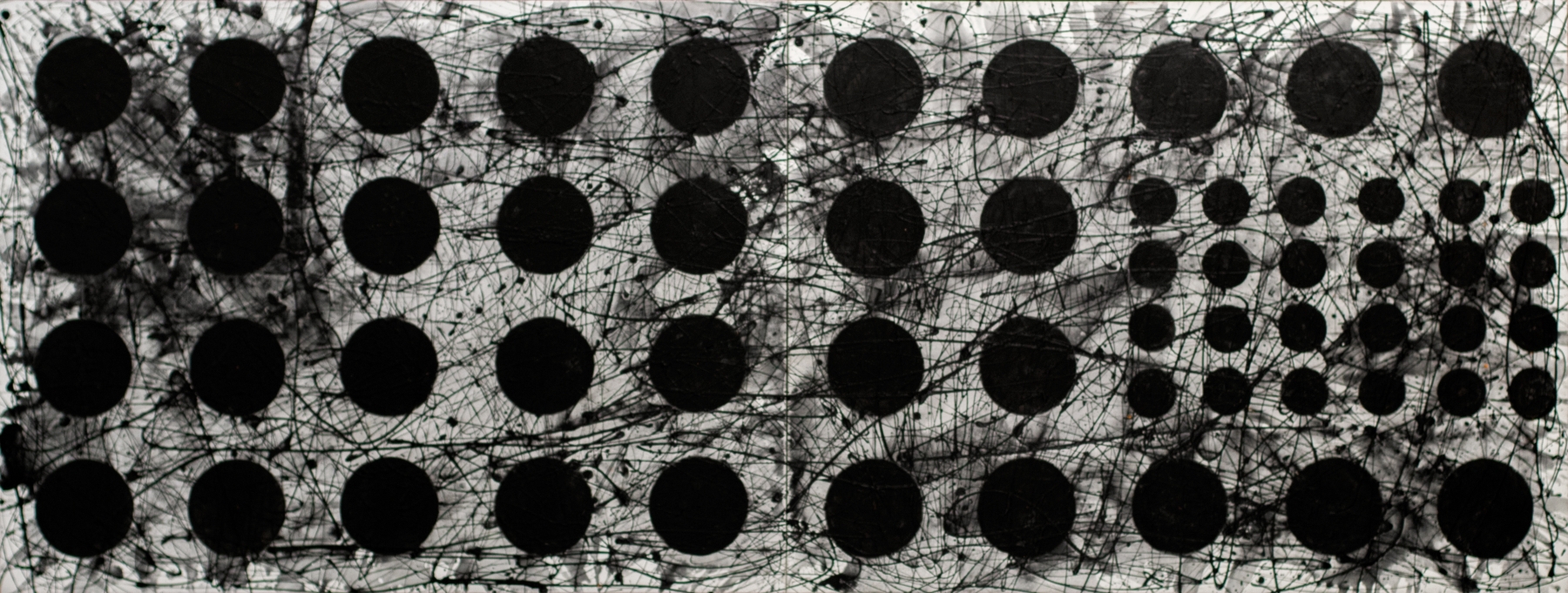 J. Steven Manolis,  BLACK & WHITE (Graphic) 2020; 60”X 144”, Acrylic and latex on canvas, for sale