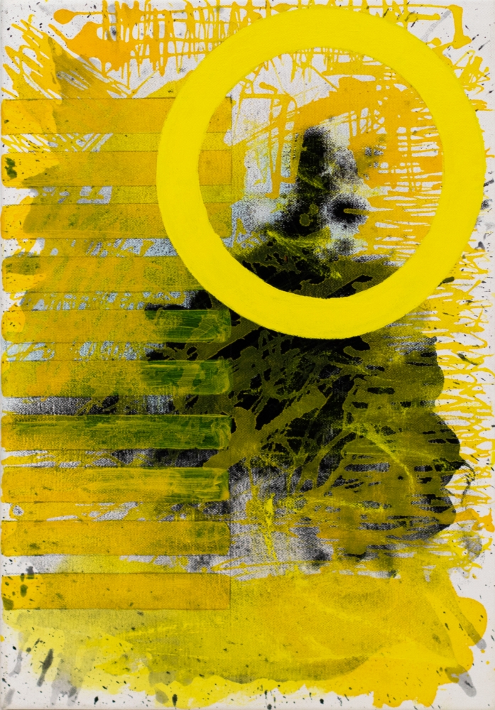 J.Steven Manolis, Sunshine (The Light after the Darkness), 2020, acrylic on canvas, 20 x 14 inches, Sunshine art, Yellow Abstract Art for Sale at Manolis Projects Art Gallery, Miami Fl