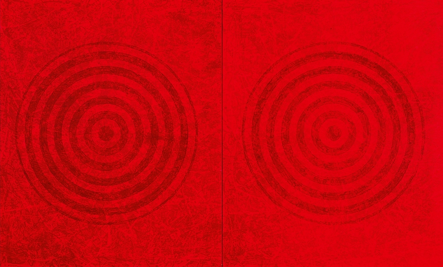 J. Steven Manolis, Redworld-Concentric, 2016, 72 x 120 inches, 72.120.01, Red Abstract Art, Large Abstract Wall Art for sale at Manolis Projects Art Gallery, Miami, Fl