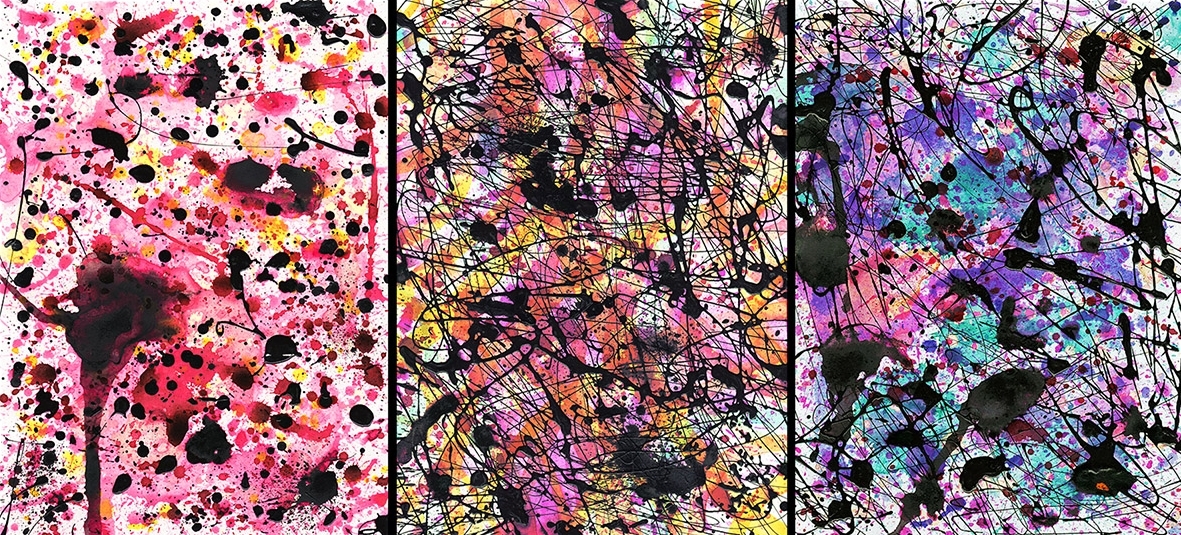 J. Steven Manolis, Chaos Fantasio 2003.01 (LeftPanel)-gouache, watercolor and enamel on paper, 14.125 x 10.25 inches, For sale at Manolis Projects Art Gallery, Miami Fl