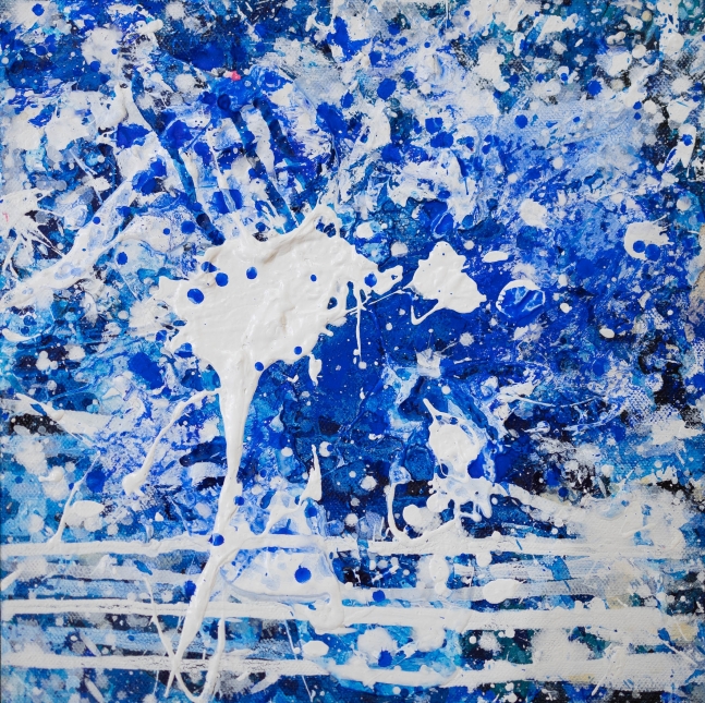 J. Steven Manolis, Splash (10.10.02), 2016, Acrylic painting on canvas, 10 x 10 inches, Splash Art, Blue Abstract Art for sale