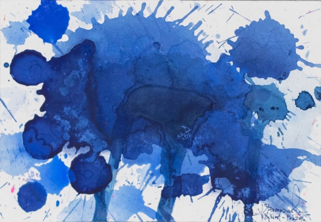 J. Steven Manolis, Splash (Key West), 07.10.08, Watercolor painting on Arches paper, 2016, 7 x 10 inches, Blue Abstract Art, Splash Art for sale at Manolis Projects Art Gallery, Miami, Fl