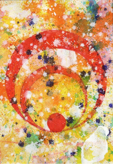 J. Steven Manolis, Concentric 2014.03, watercolor painting on paper, 10.25 x 7 inches, geometric abstraction, Abstract expressionism art for sale at Manolis Projects Art Gallery, Miami, Fl