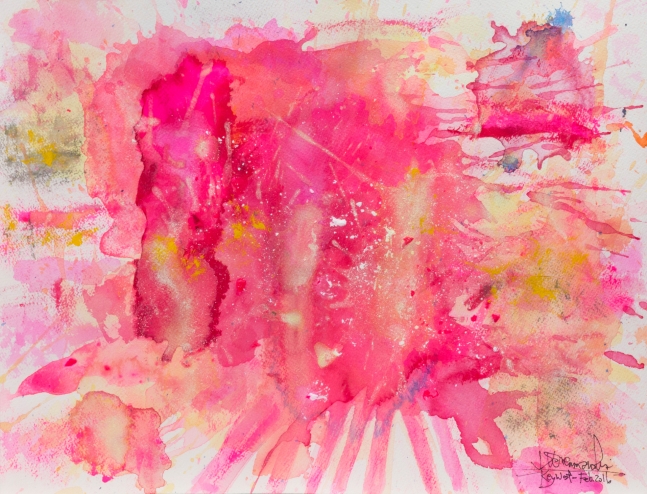 J. Steven Manolis-Flamingo-Key West, 1832-2016-1216.04, watercolor, gouache and acrylic painting on Arches paper, 12 x 16 inches, Pink Abstract Art, Tropical Watercolor paintings for sale at Manolis Projects Art Gallery, Miami, Fl