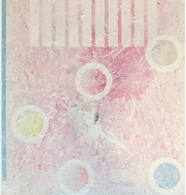 J. Steven Manolis, Exumas 2, 2019, Acrylic painting on canvas, 72 x 60 inches, pink abstract art