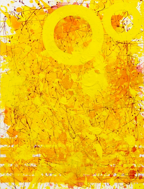 J. Steven Manolis, Sunshine (33.22.03), Acrylic and watercolor on arches paper, 33 x 22 inches, Sunshine Art, Yellow Abstract art for Sale at Manolis Projects Art Gallery, Miami Fl