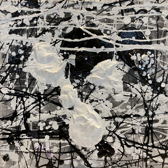 J. Steven Manolis, Black & White, 10.10.38, Black and White Abstract painting, Abstract expressionism art for sale at Manolis Projects Art Gallery, Miami, Fl