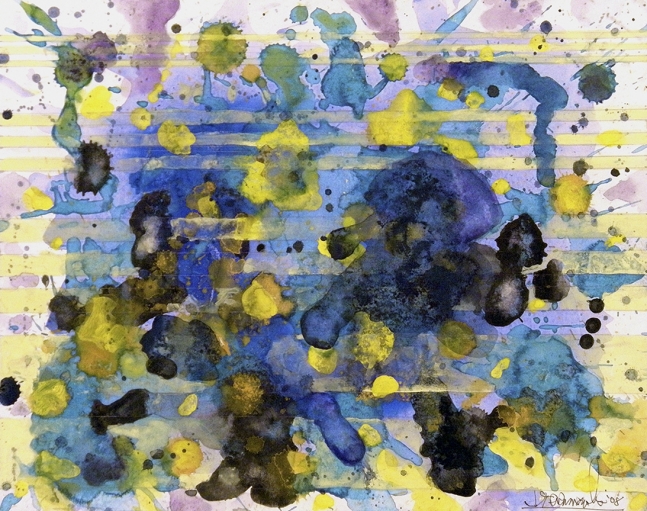 j. Steven Manolis, Water Rhapsody: Sun & Water (RJ's Southampton Beach), 2008, watercolor painting on paper, 11 x 14 inches(framed), Abstract Water Art, Abstract Expressionism art for sale at Manolis Projects Art Gallery, Miami, Fl