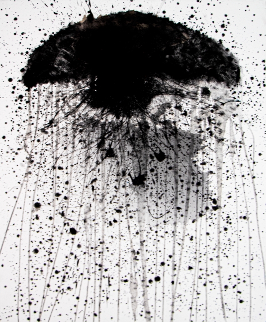 J. Steven Manolis, Jellyfish (Black), 2020, acrylic painting on canvas, 40 x 30 inches, Jellyfish paintings For sale at Manolis Projects Art Gallery, Miami, Fl